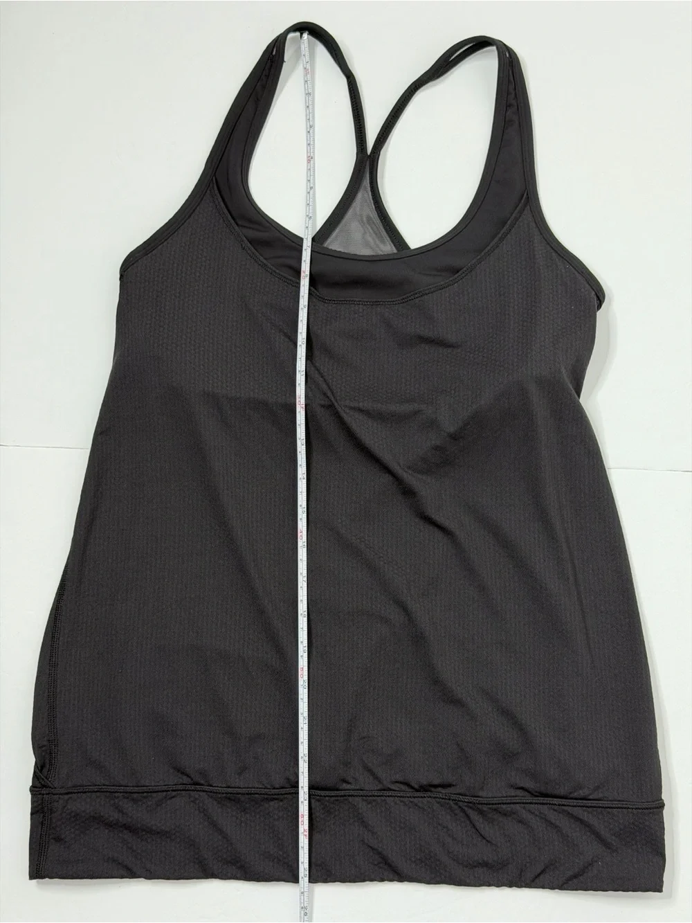 Lululemon Black Minimalist Tank W/Racerback Sport Bra Open Back Drape Size 6